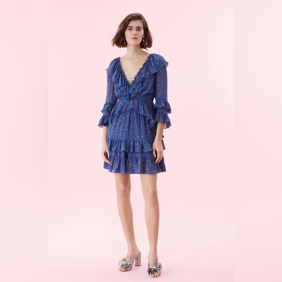 Rebecca Taylor glitter gem ruffle mini dress - Picture 7 of 9